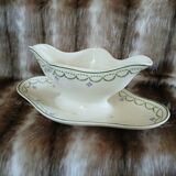 Antique sauce boat in Longwy ironstone.