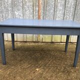 Reconstruction period oak table with 1 drawer painted blue.