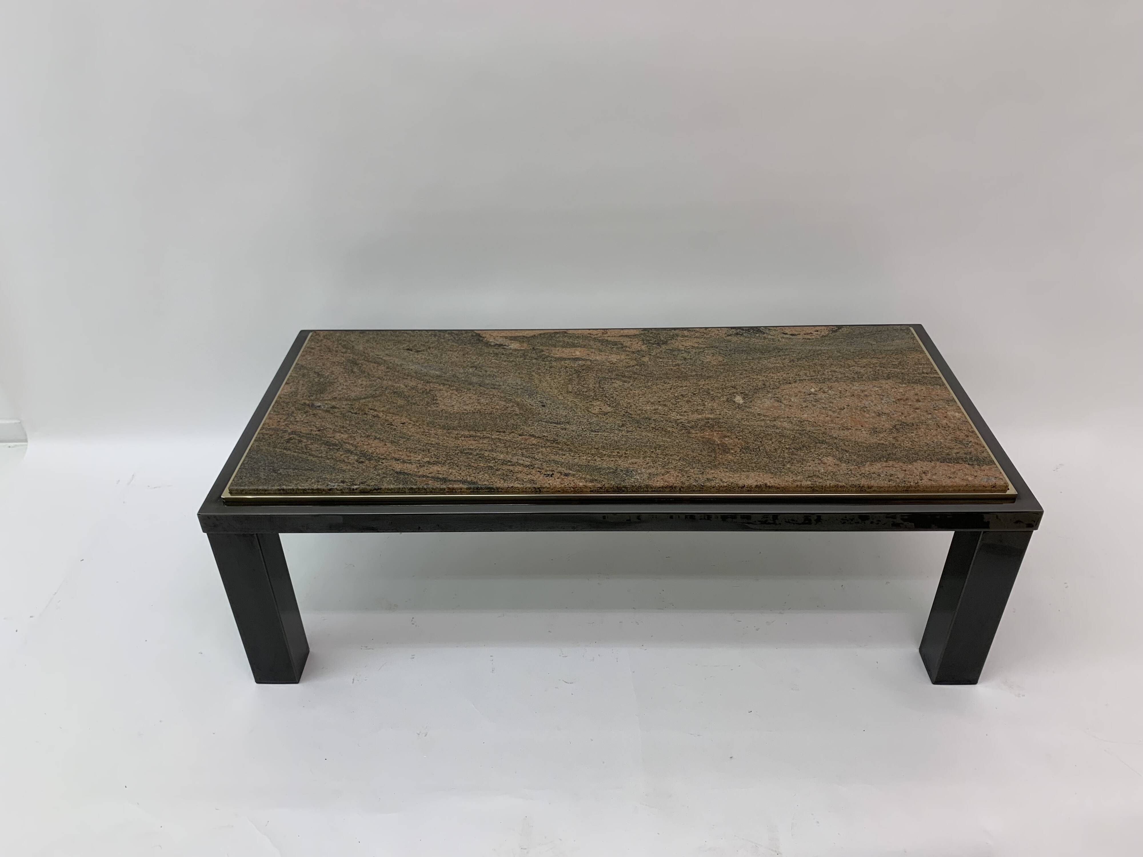 Mid-century Hollywood Regency granite Coffee Table By Fedam Design Belgium