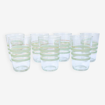 7 verres granité vert et doré