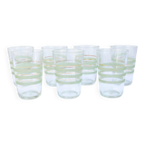 7 glasses green and gold granita