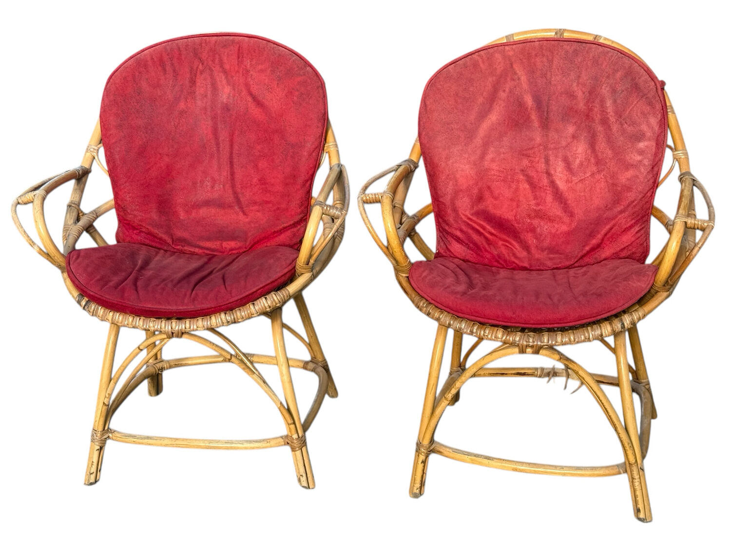Set of 2 rattan armchairs from the 1960s, France.