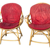 Set of 2 rattan armchairs from the 1960s, France.