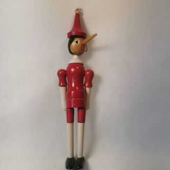 Toy / Old puppet - Articulated wooden Pinocchio H35 cm