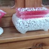 Old planter set and 2 Clichy glass vases