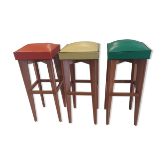 Suite of 3 bar stools Vintage Bistrot 1960s
