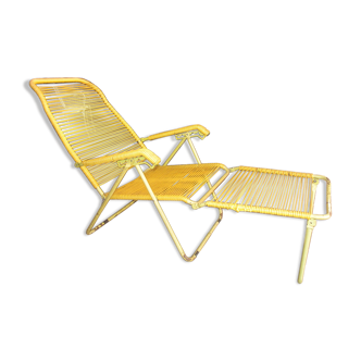 Chaise longue scoubidou vintage années 60