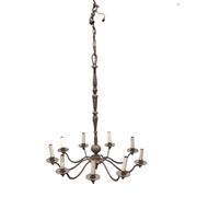 Vintage chandelier with 9 arms in gold metal – foliage decoration – Paris Baguès