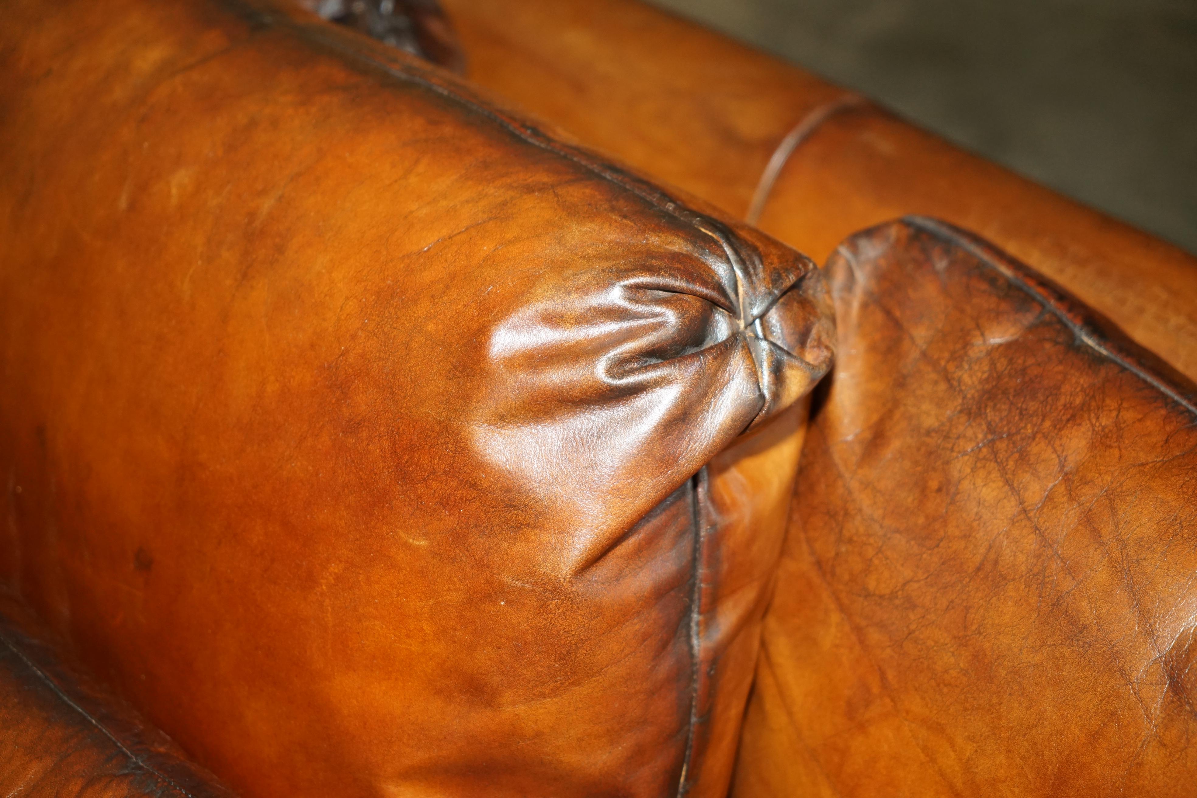 Pair of Ralph Lauren Jamaica club sofas restored in leather.