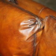 Pair of Ralph Lauren Jamaica club sofas restored in leather.