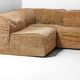Modular 7-piece beige Italian sofa in soft velvet, 1970s