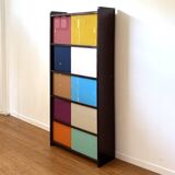 1960s bookcase in multi-colored tinted glass – Modular design