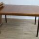 Vintage rectangular teak table with 130 cm dark legs and extension 1960 Sweden