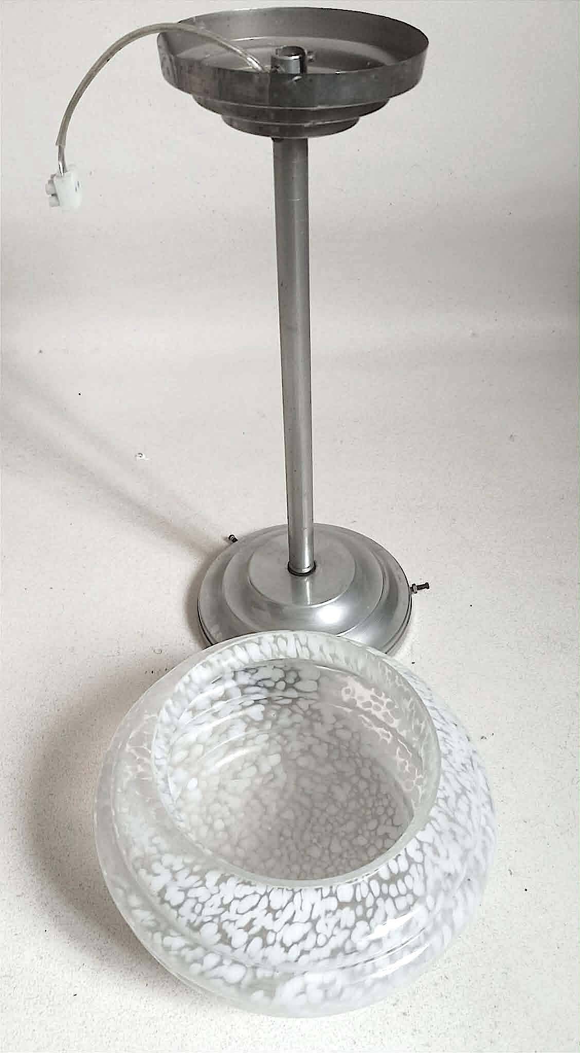 Art Deco Suspension Clichy Glass White Height 52 cm