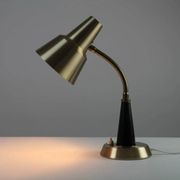 Table / Desk Lamp Model 600/5 by Gemi — Swedish Modernism in Black & Brass, 1960s