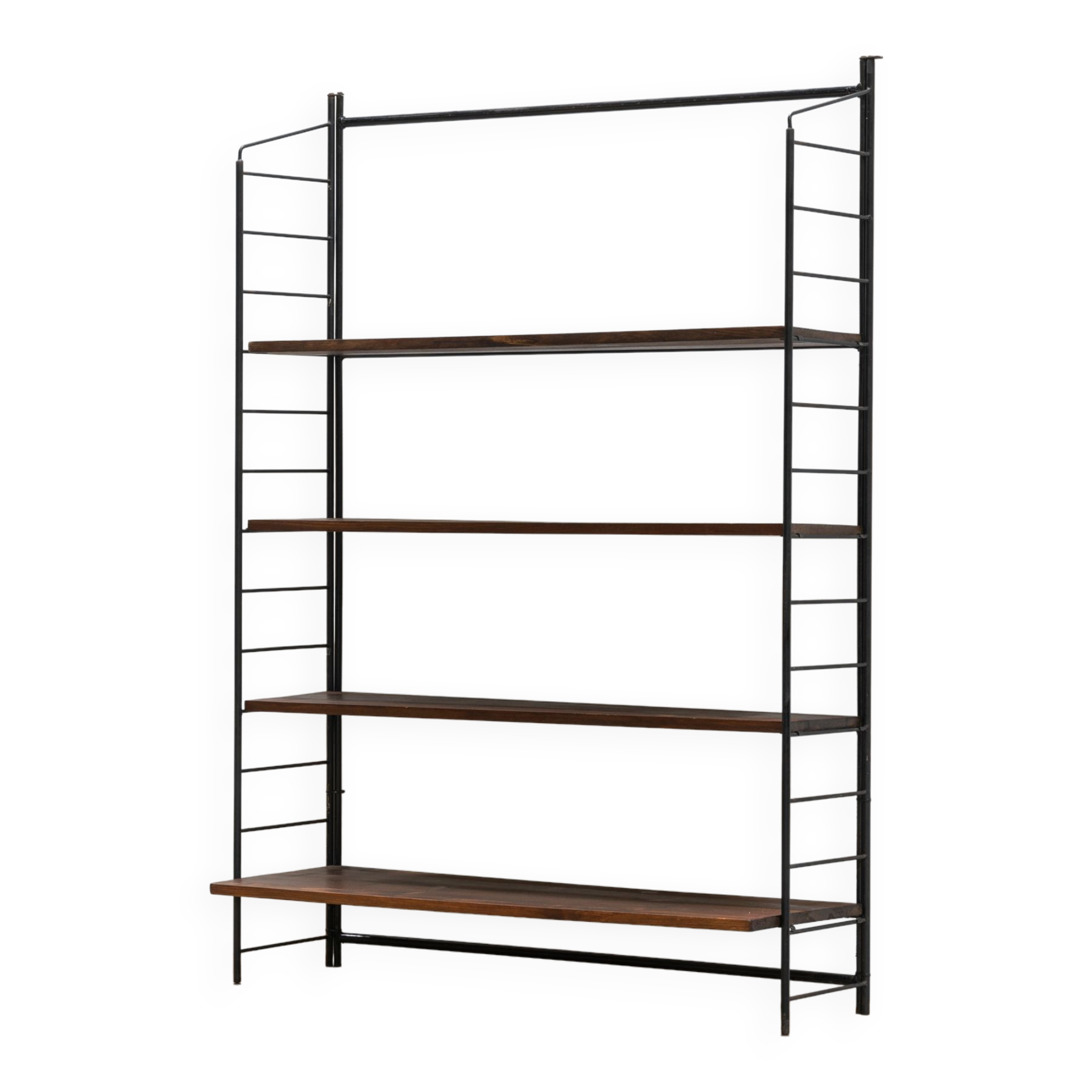 Shelf / Metal and solid wood bookcase, 1960