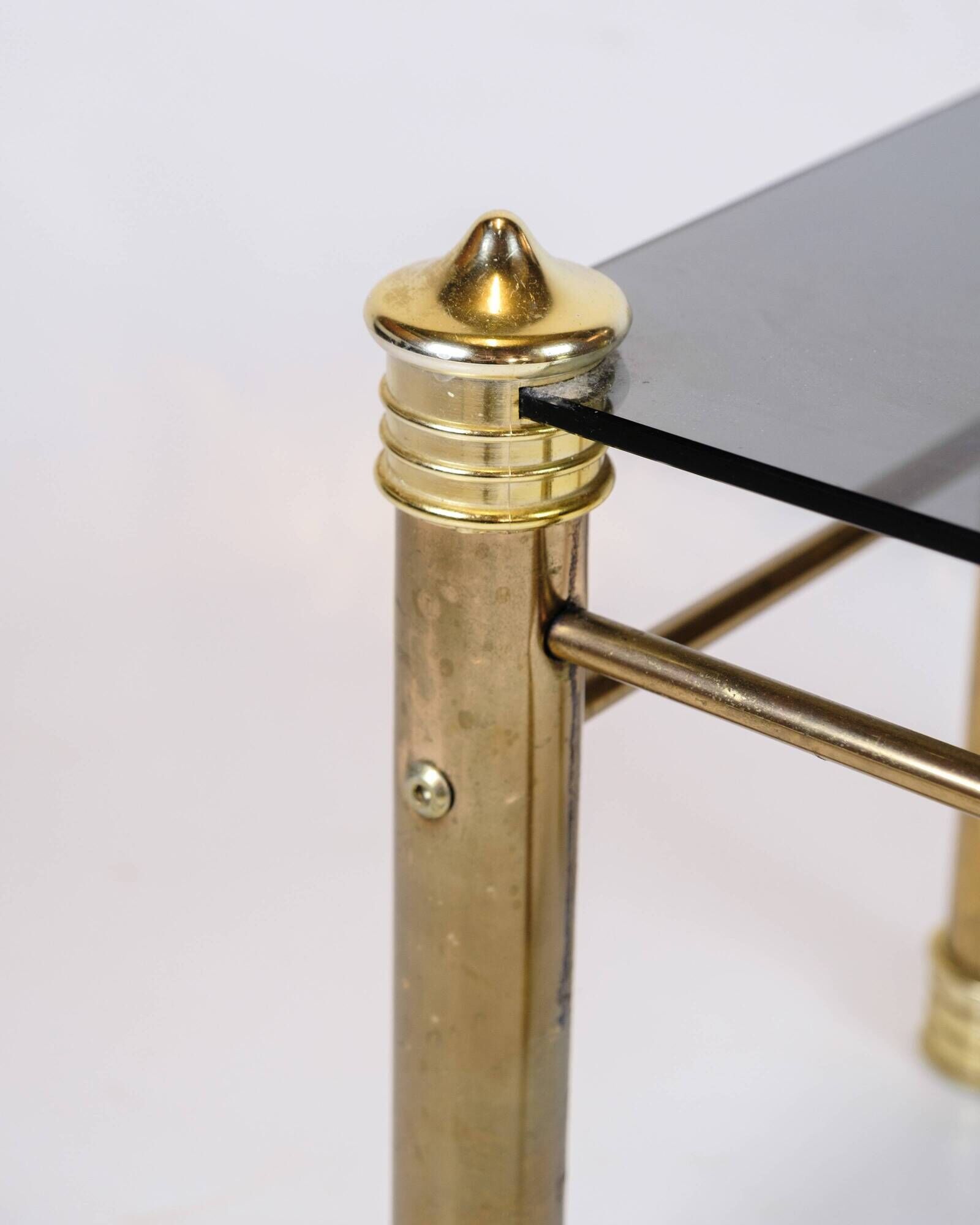 Set of two bedside tables - brass legs - black glass top - vintage style - 1970s