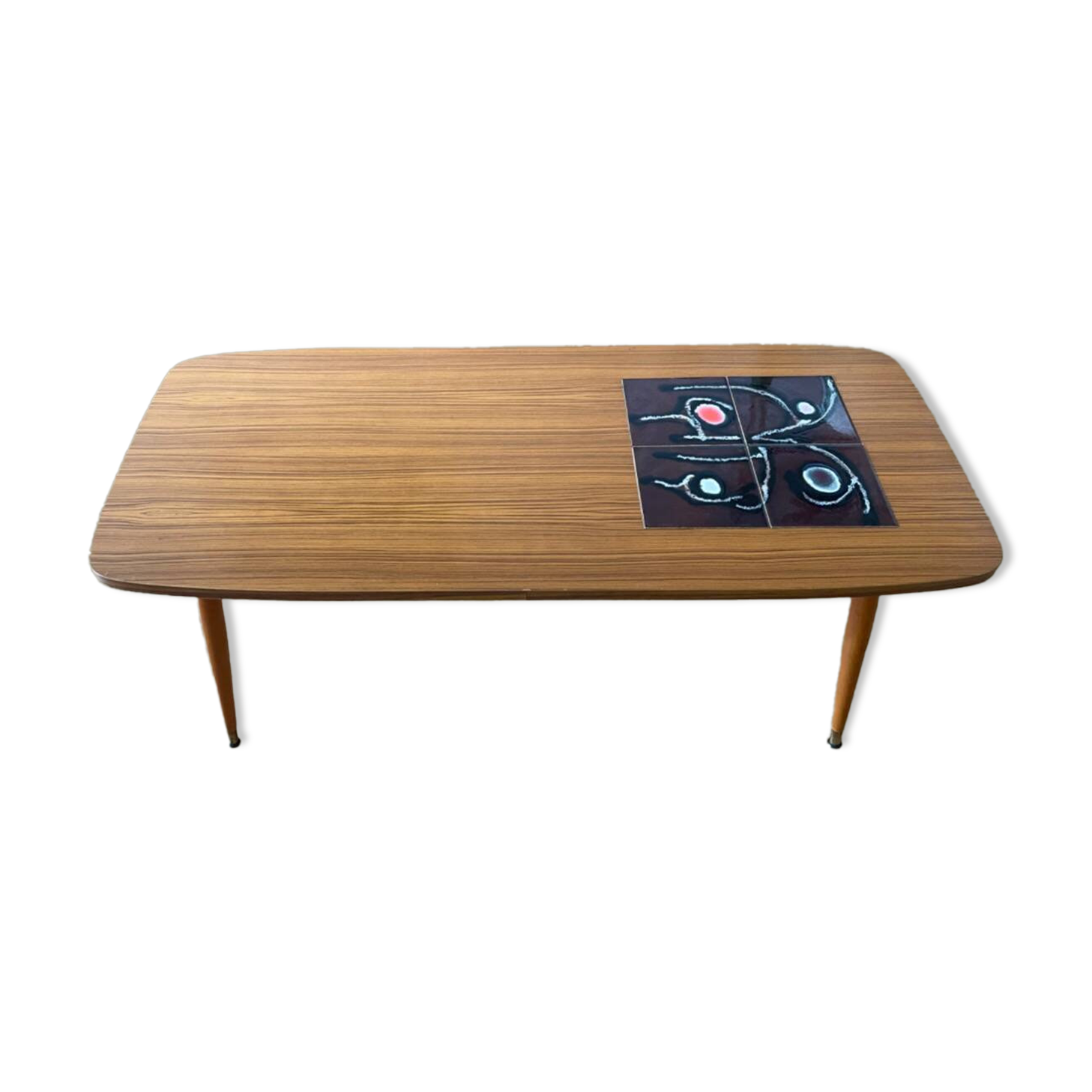 Rosewood veneer and ceramic coffee table, circa 1960