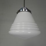 Art Deco pendant lamp with ribbed white globe, 1930s