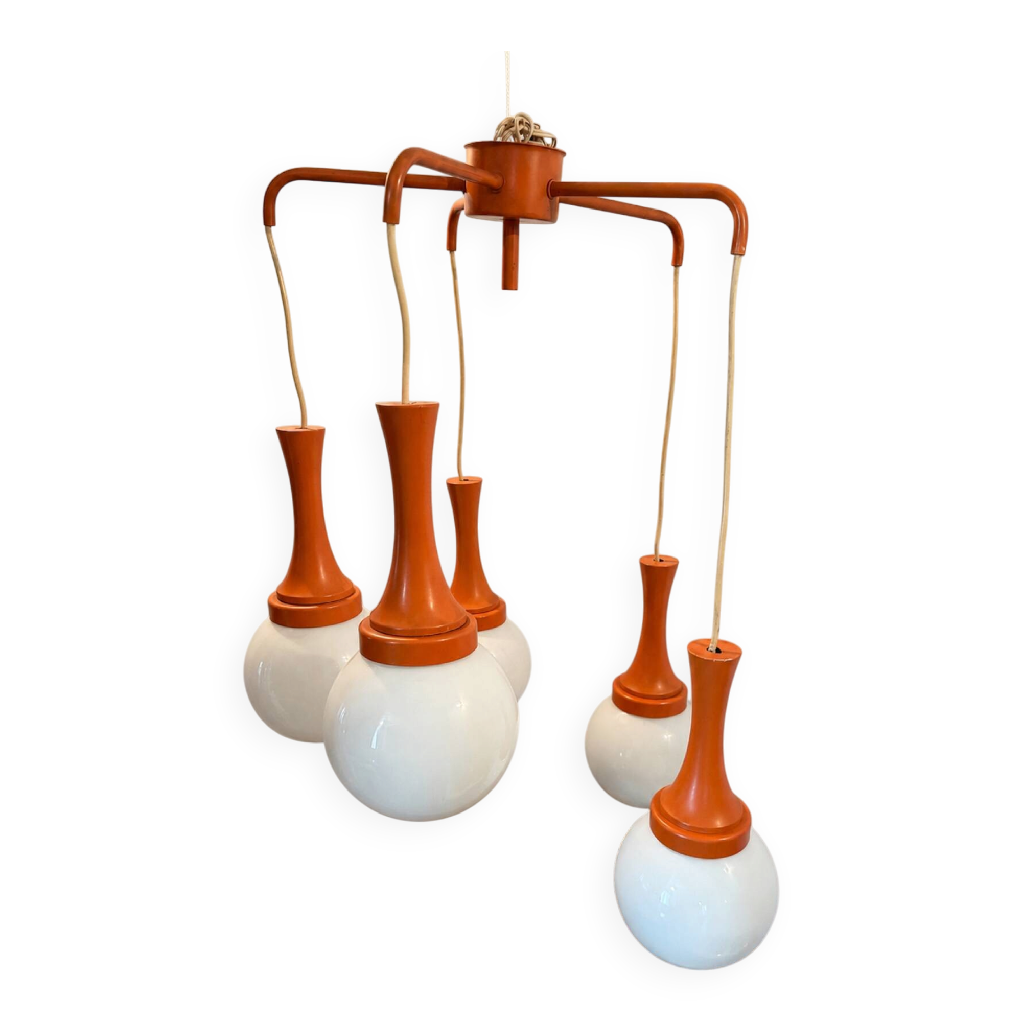 Suspension cascade design Space age orange vintage from the 70s.