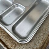 Stainless steel tray with compartments canteen refectory - 40 x 30 cm