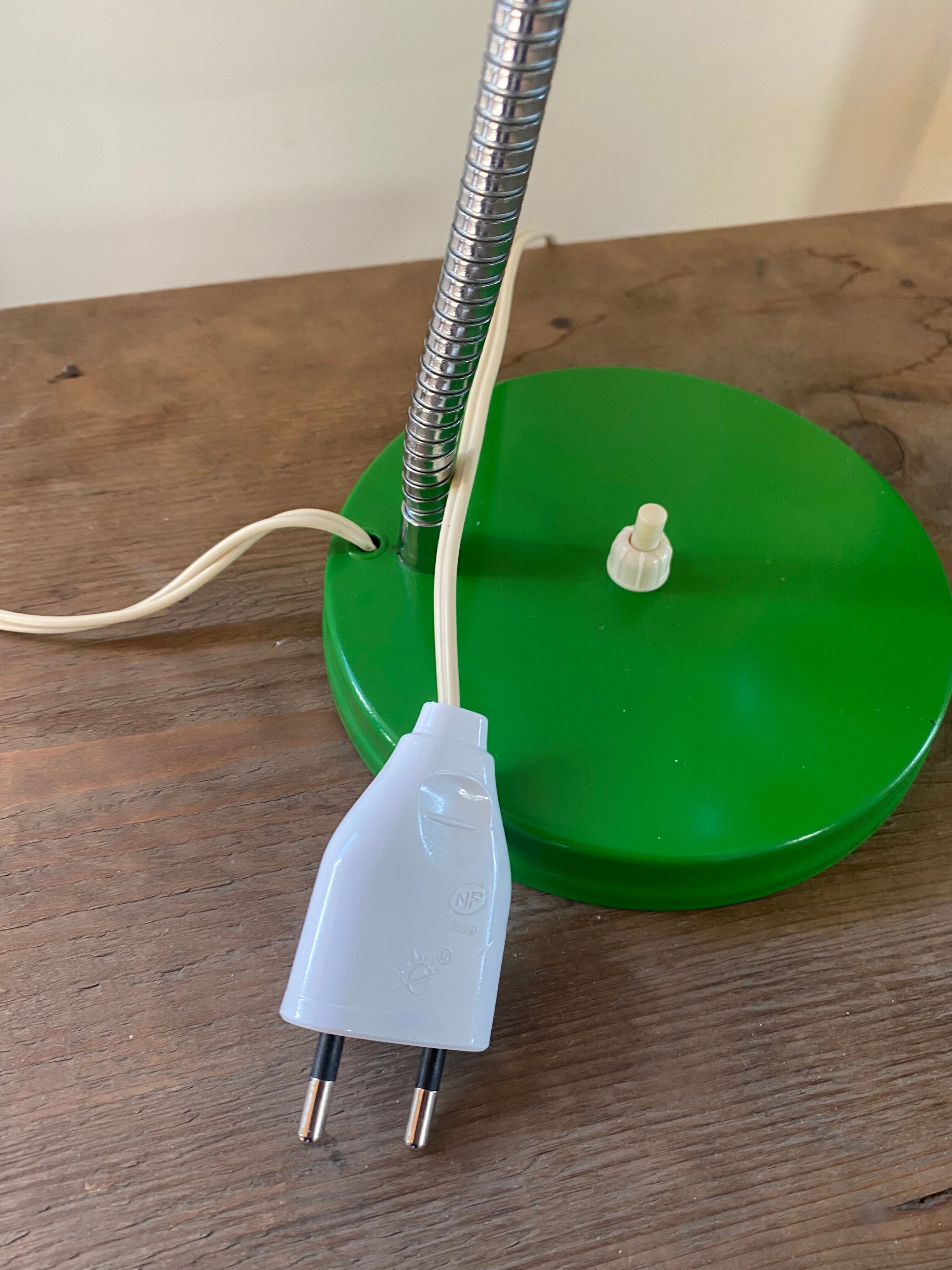 Green metal table lamp