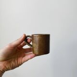 Artisanal pyrite-colored stoneware mugs