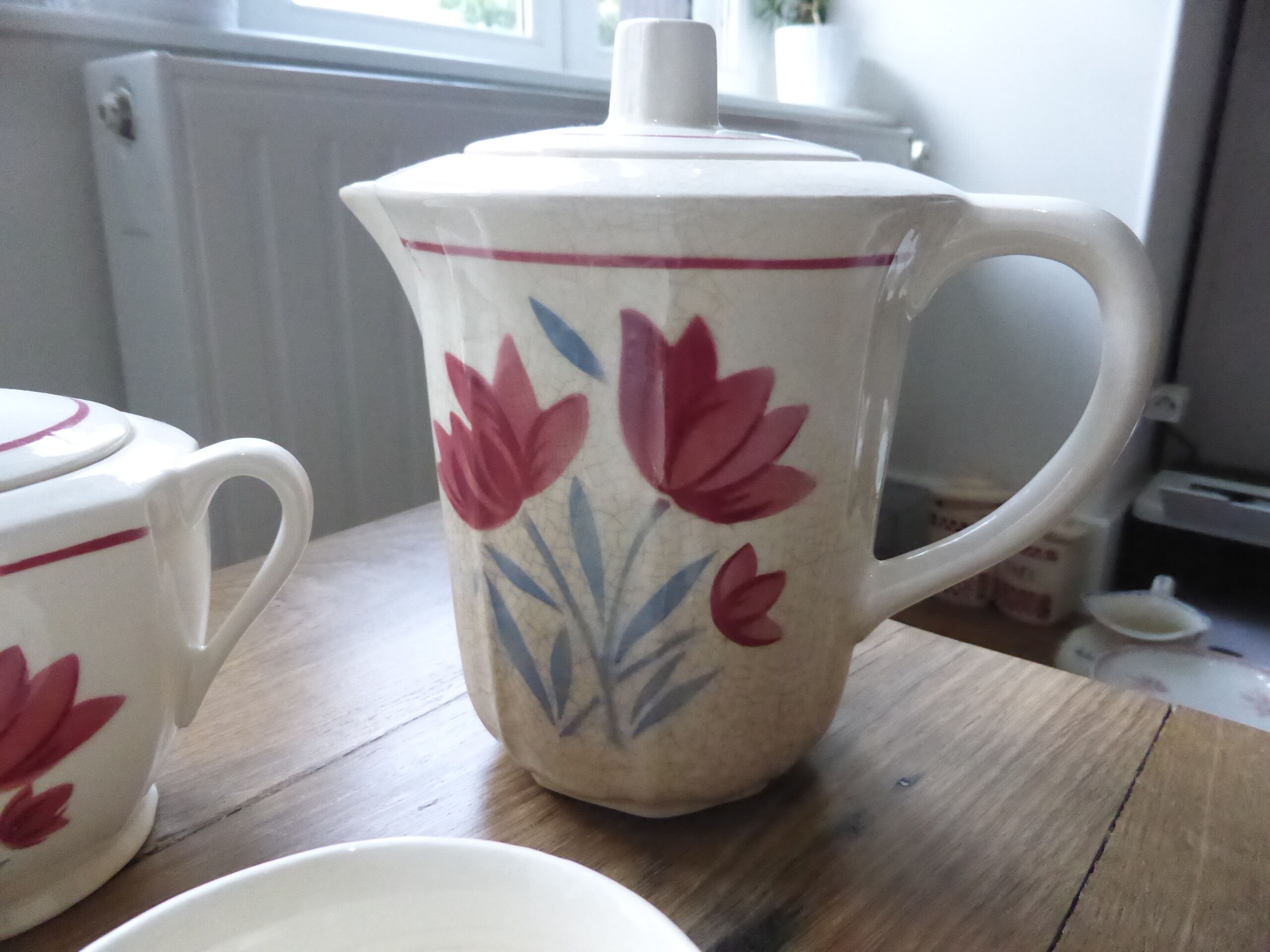 Badonviller porcelain floral pattern coffee set 2008120