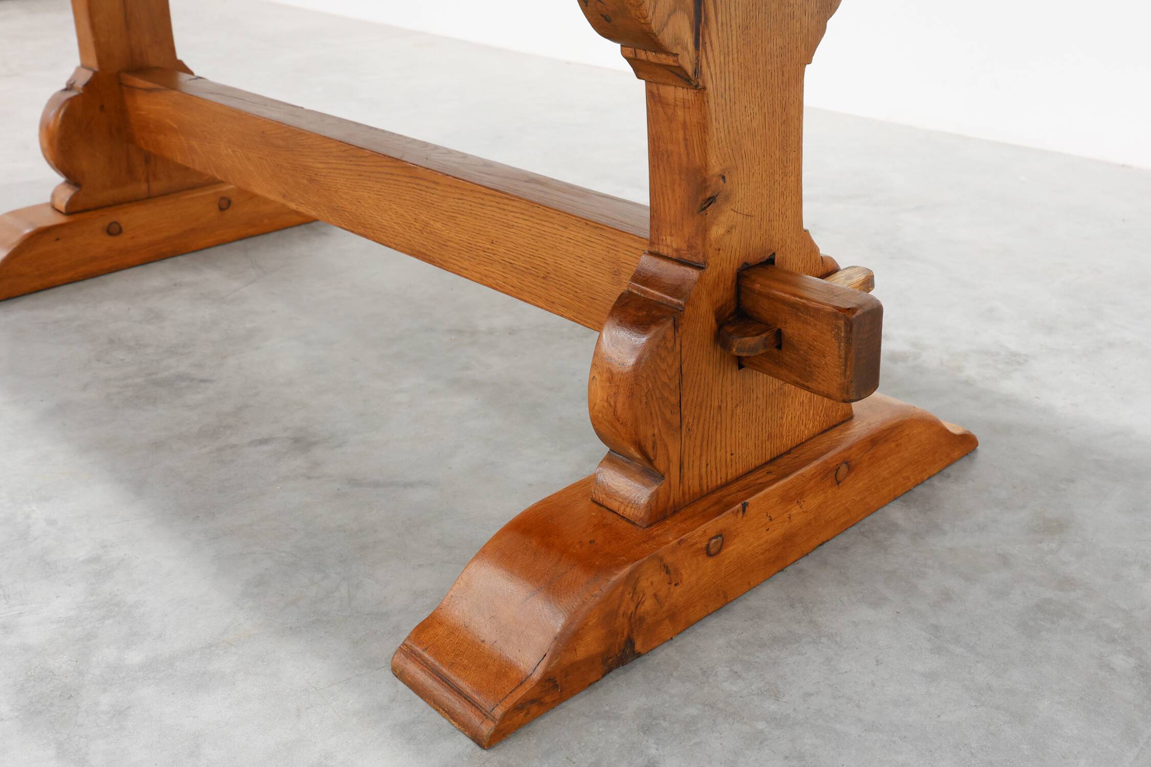 Rustic 20th century solid oak dinner table, France