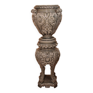 cache-pot and its column in faience attributed to Massier