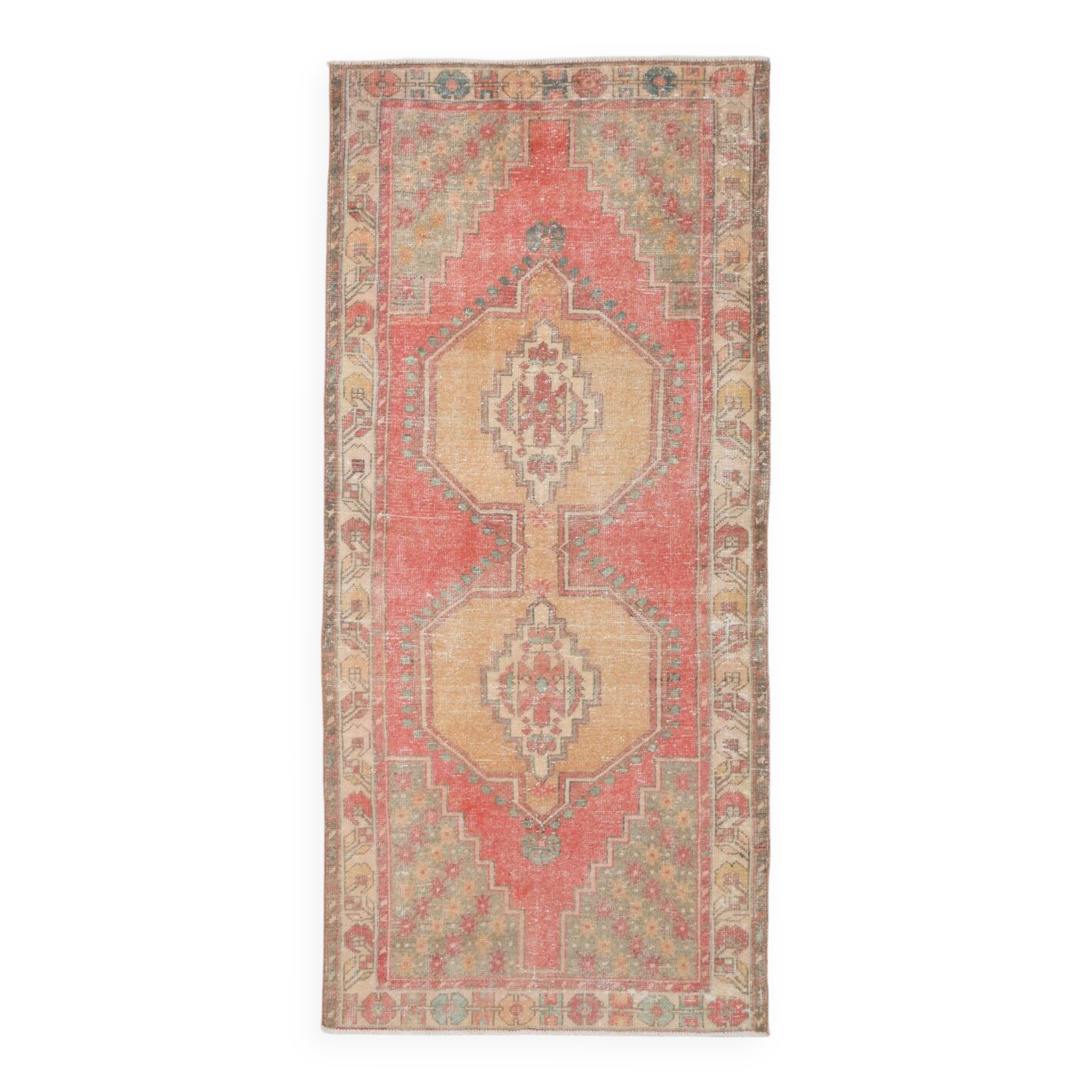 4x8 Red & Yellow Pastel Vintage Rug, 117x254Cm SK 20718