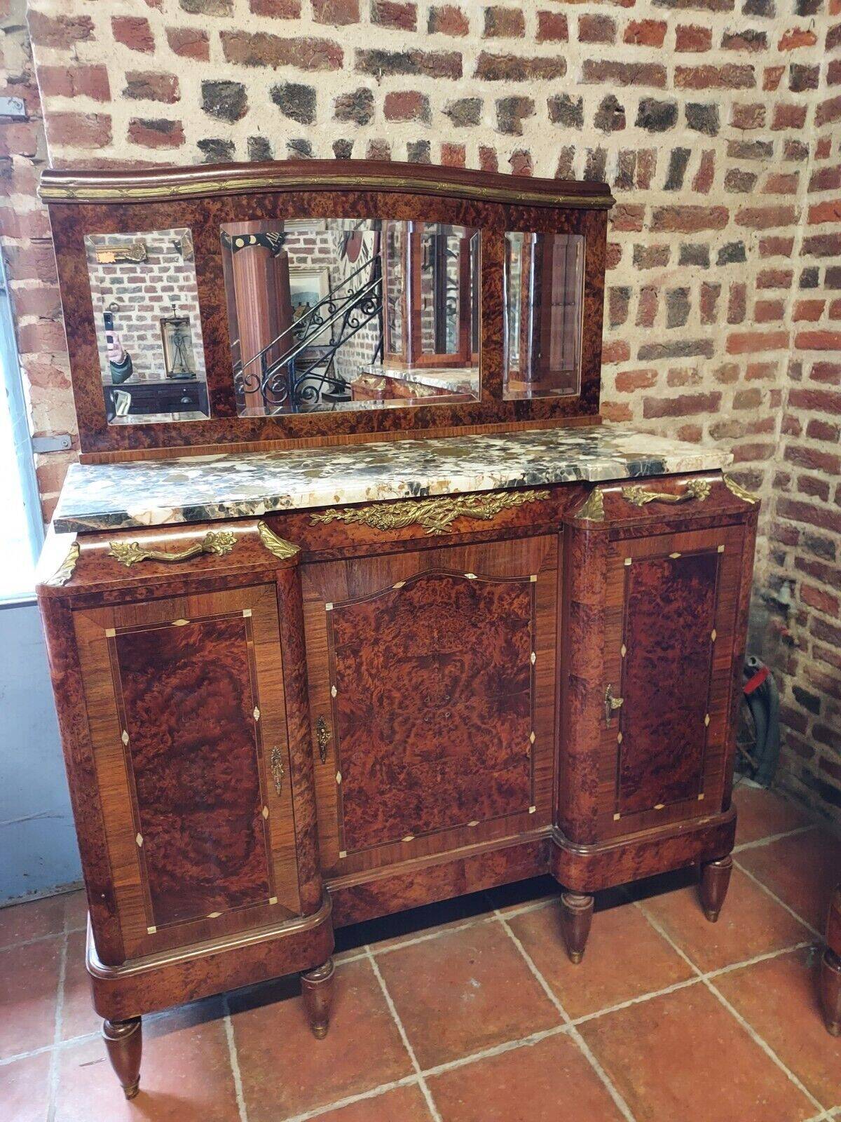 Louis xv style mahogany sideboard with marble top