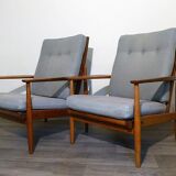 Pair of scandinavian armchairs in teak 1960