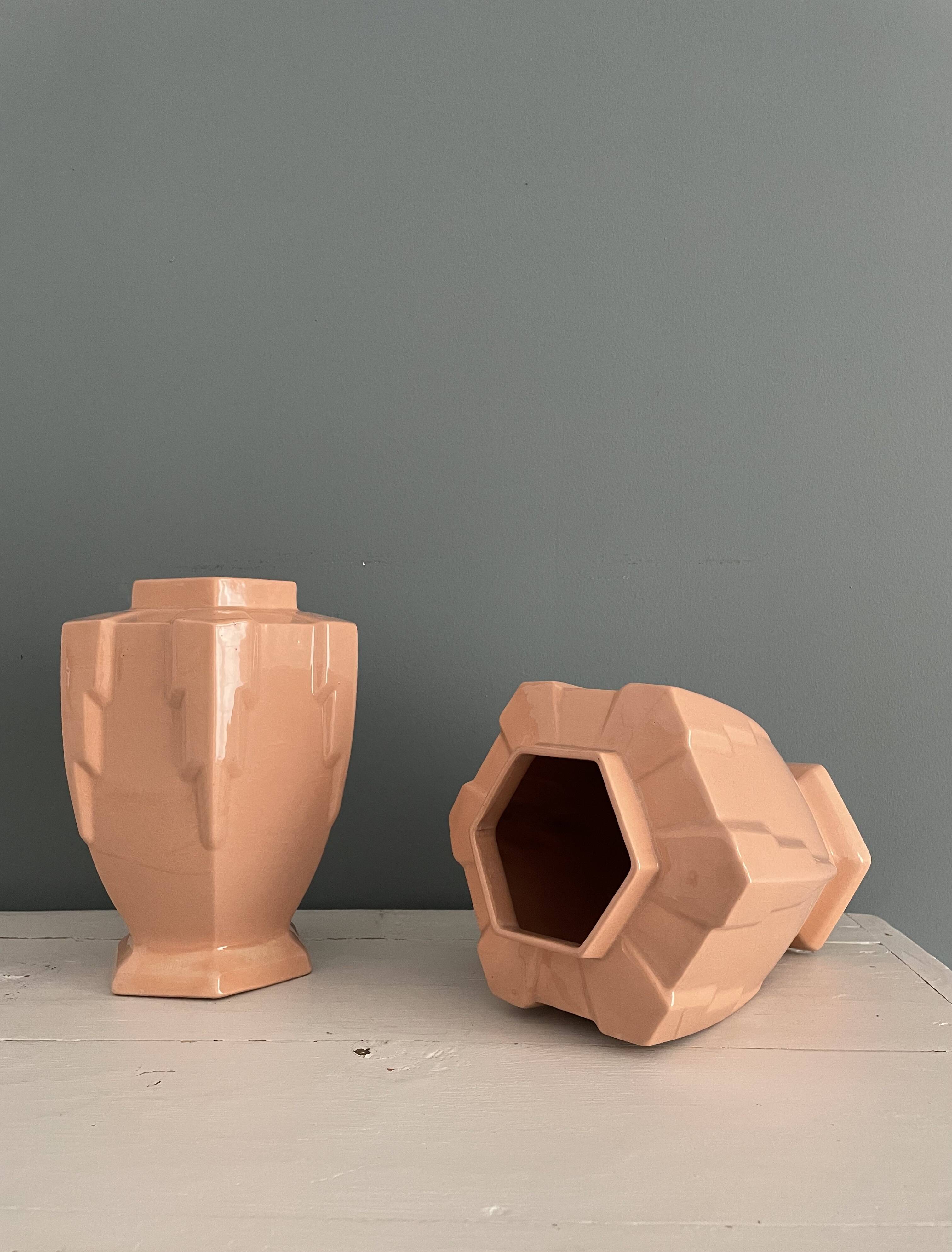 Pair of Art Deco Orchies Moulin des Loups vases circa 1930