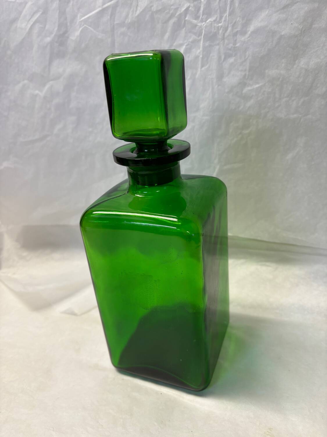 Green glass carafe