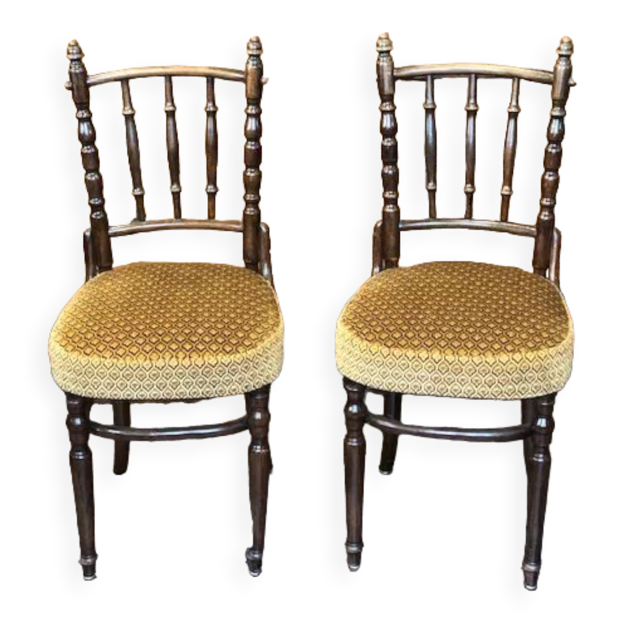 2 velvet seated bistro chairs