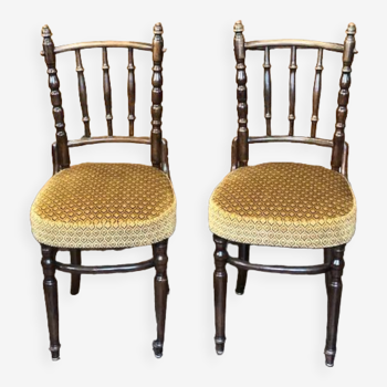 2 velvet seated bistro chairs