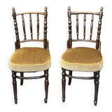 2 velvet seated bistro chairs
