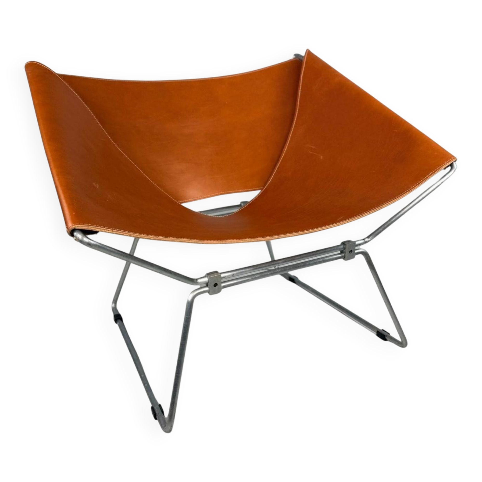 Pierre Paulin AP-14 cognac leather armchair for A. Polak, 1955