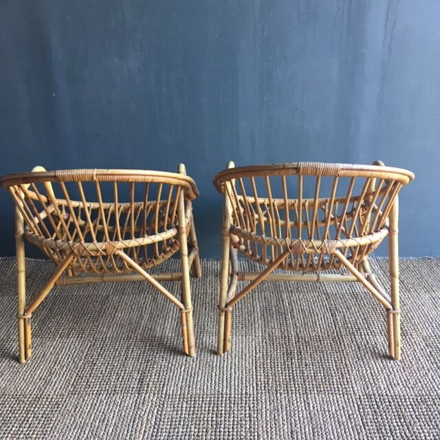 Pair of armchairs rattan year 60