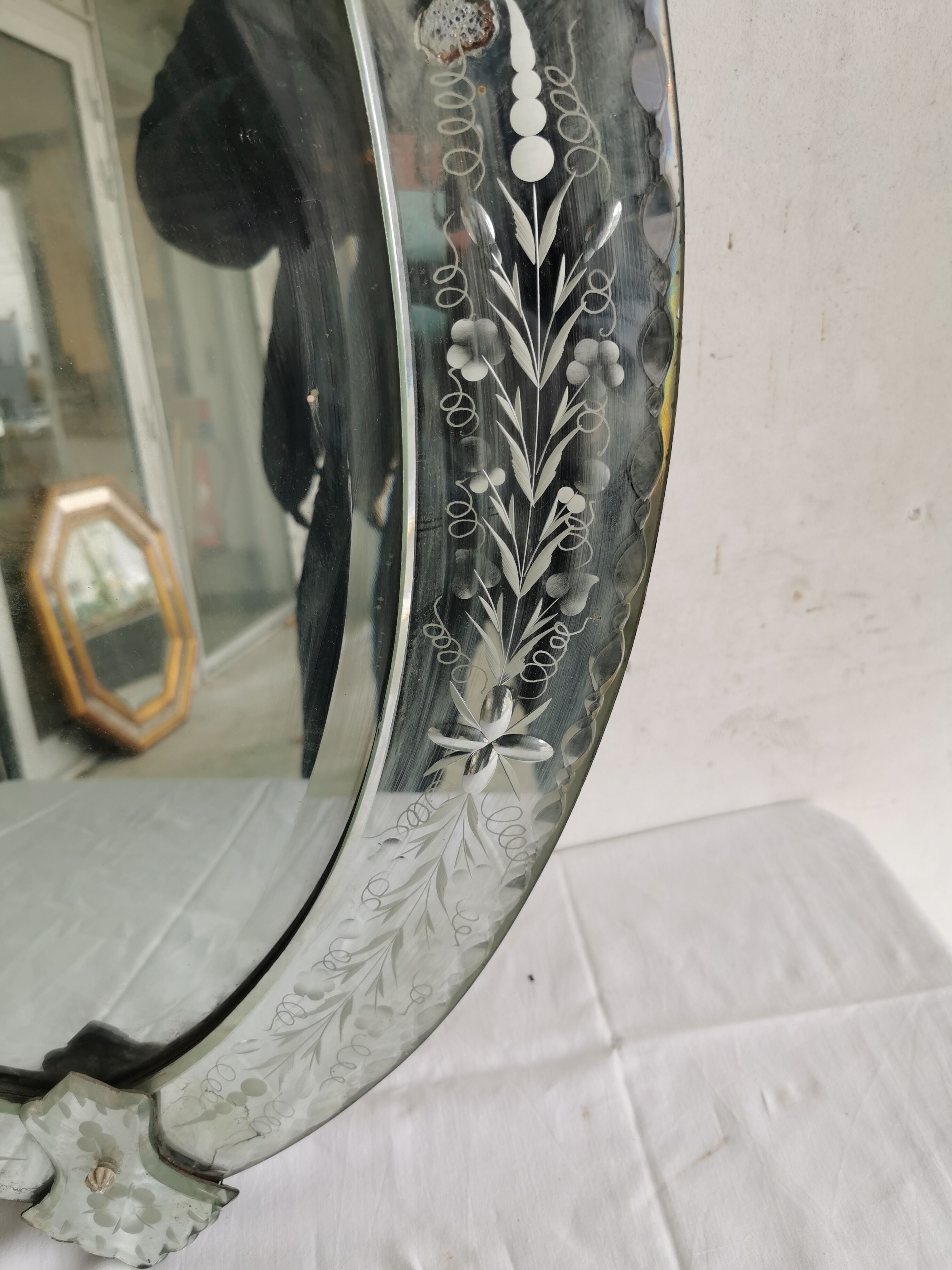 Venetian mirror mid-XXth beveled ice