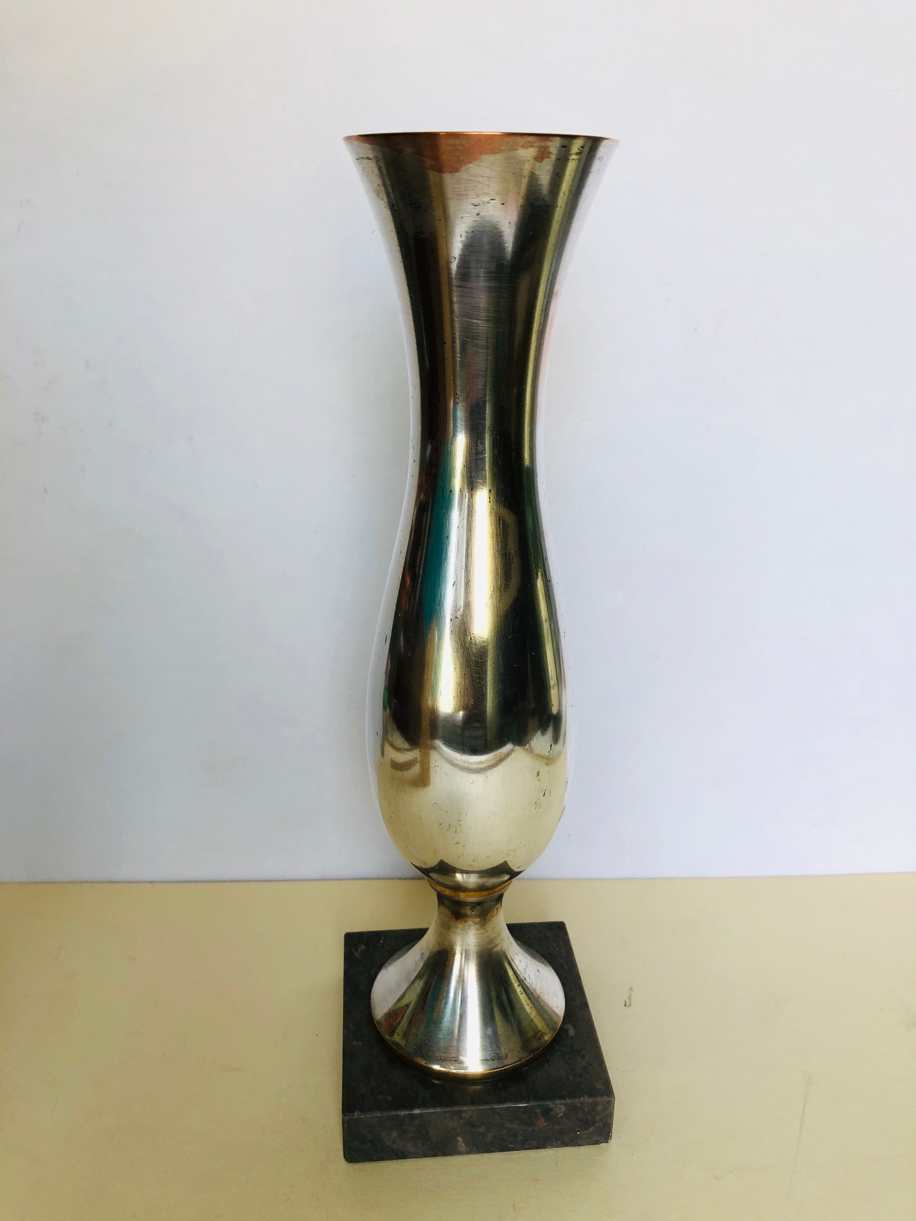 Silver metal vase