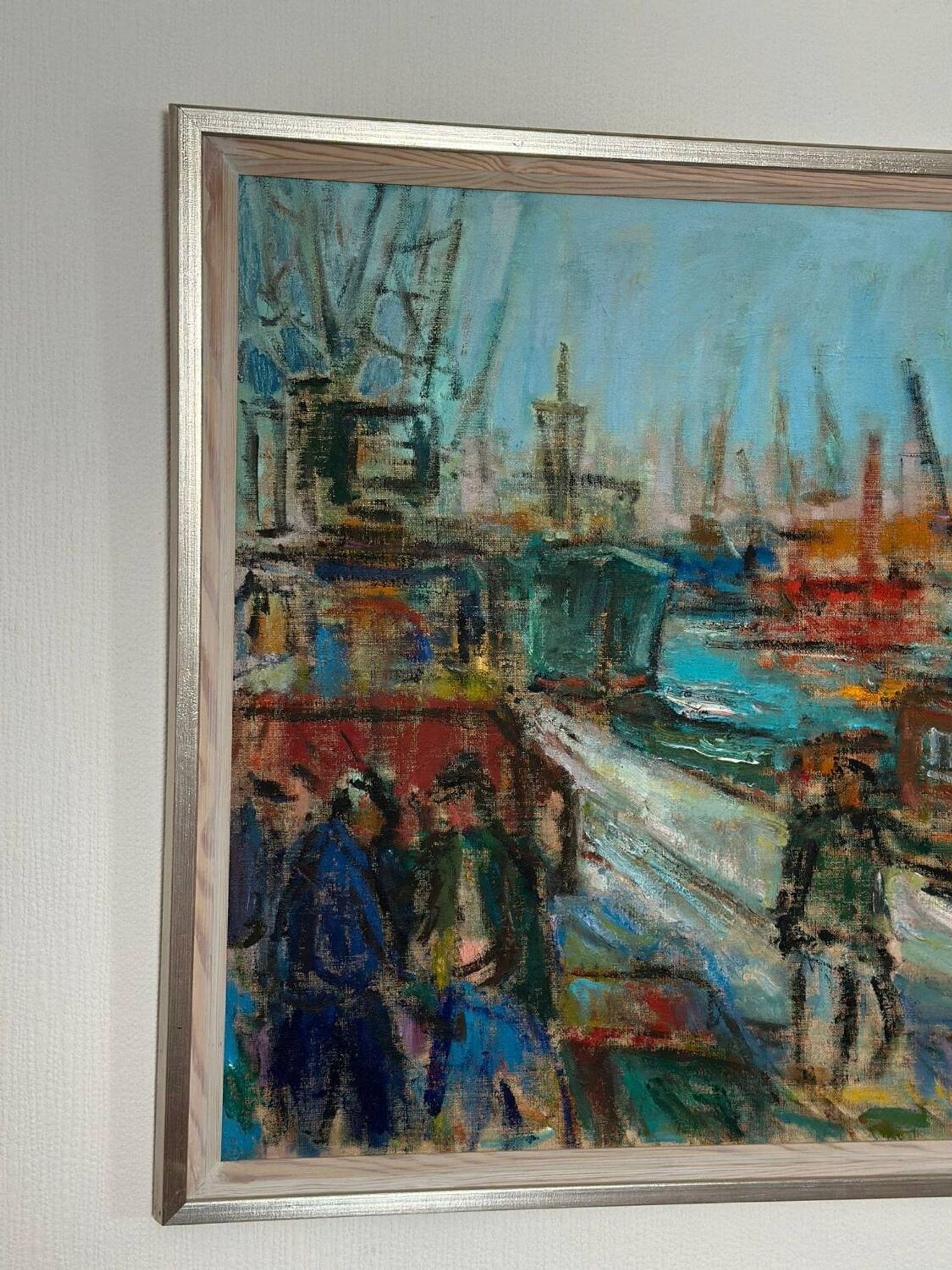 Huile sur toile suédoise – « Port de Göteborg » par Eric With