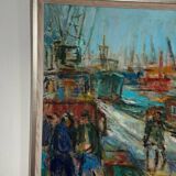Swedish Oil on Canvas – “Port of Gothenburg” by Eric With