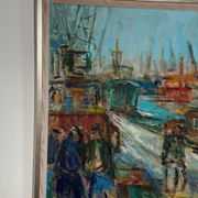 Huile sur toile suédoise – « Port de Göteborg » par Eric With