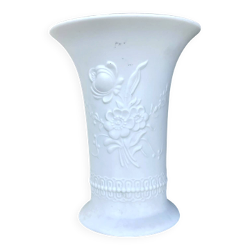 KAISER vase in biscuit porcelain with botanical relief, 1960s