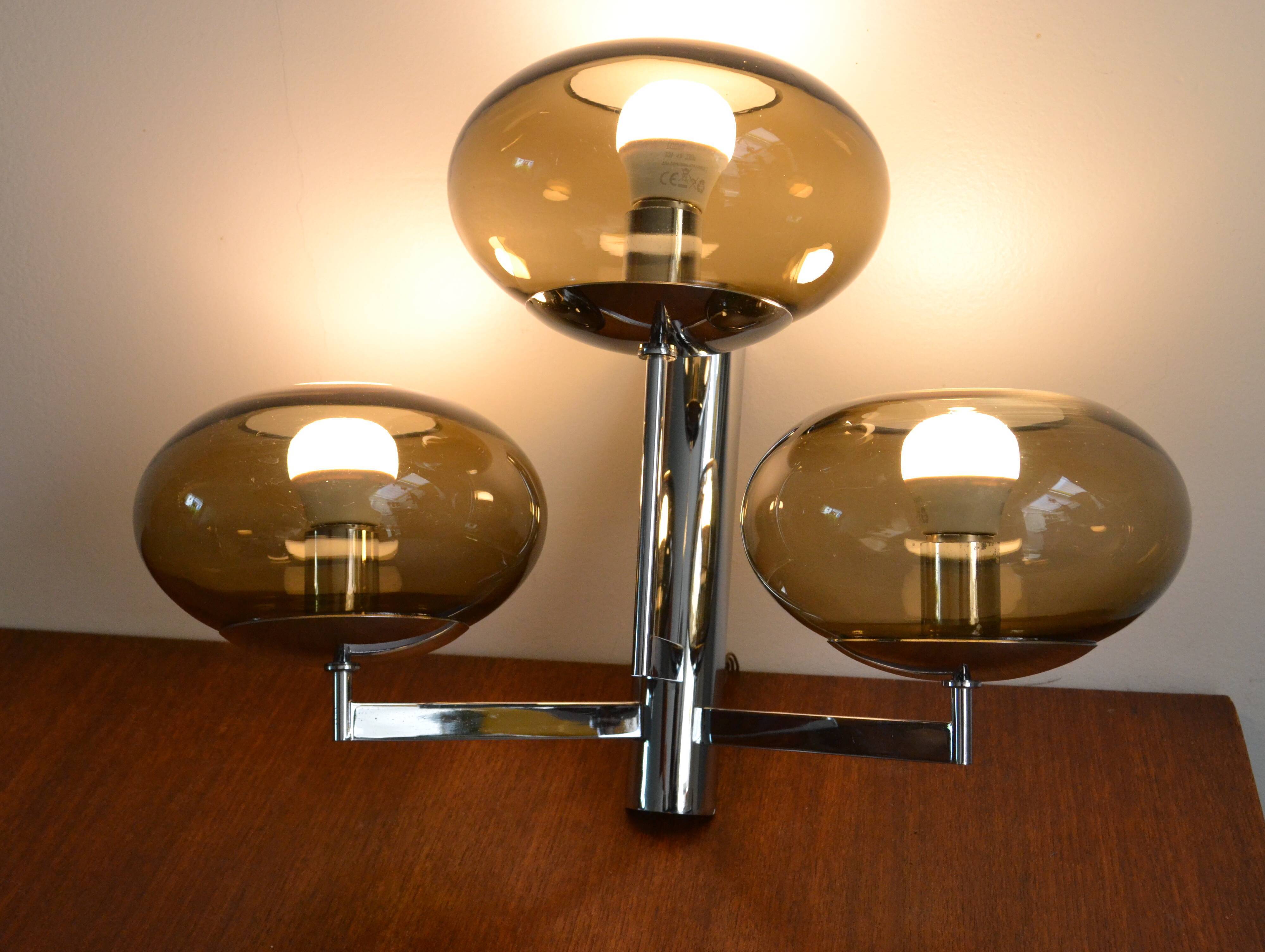 Wall lamp from Sciolari triple chrome and smoked glass