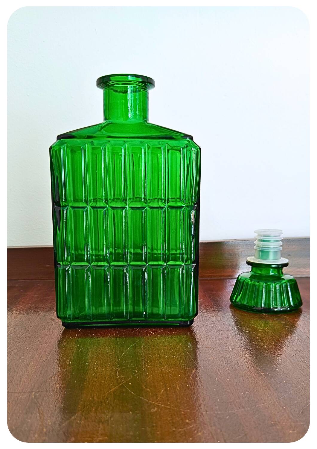 Midcentury Green Empoli Bottle with stopper