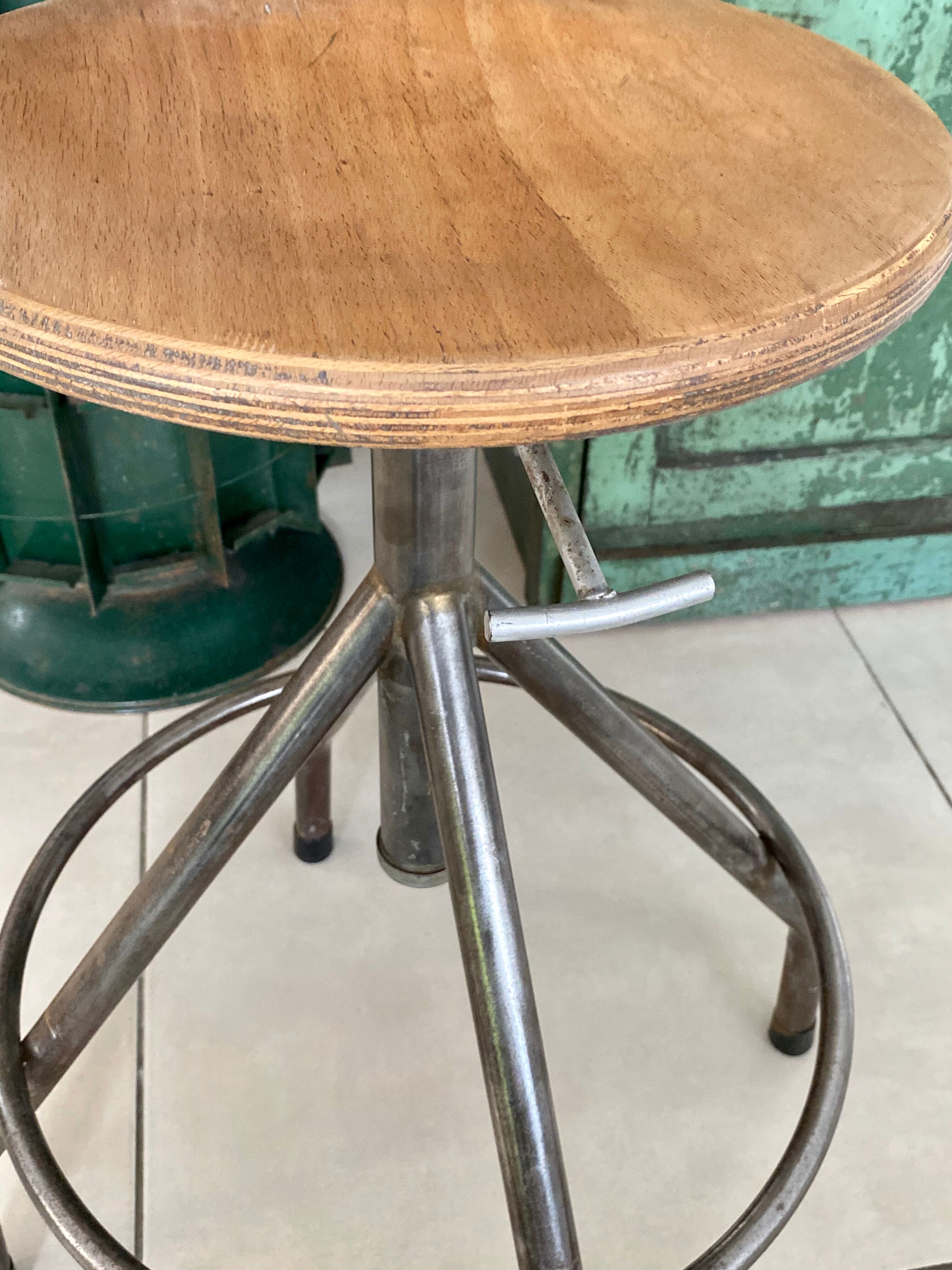 Metal and wood adjustable workshop stool