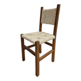 Wooden chair with woven rope seat